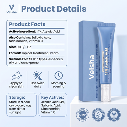 14% Azelaic Acid – 1oz Acne Treatment Cream